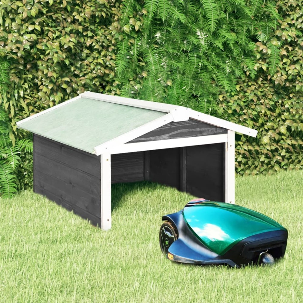 vidaXL Garaj mașină de tuns iarba robot, gri&alb, 72x87x50cm lemn brad