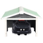 vidaXL Garaj mașină de tuns iarba robot, gri&alb, 72x87x50cm lemn brad vidaXL Garaj mașină de tuns iarba robot, gri&alb, 72x87x50cm lemn brad