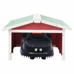 vidaXL Garaj mașină de tuns iarba robot roșu&alb 72x87x50 cm lemn brad vidaXL Garaj mașină de tuns iarba robot roșu&alb 72x87x50 cm lemn brad