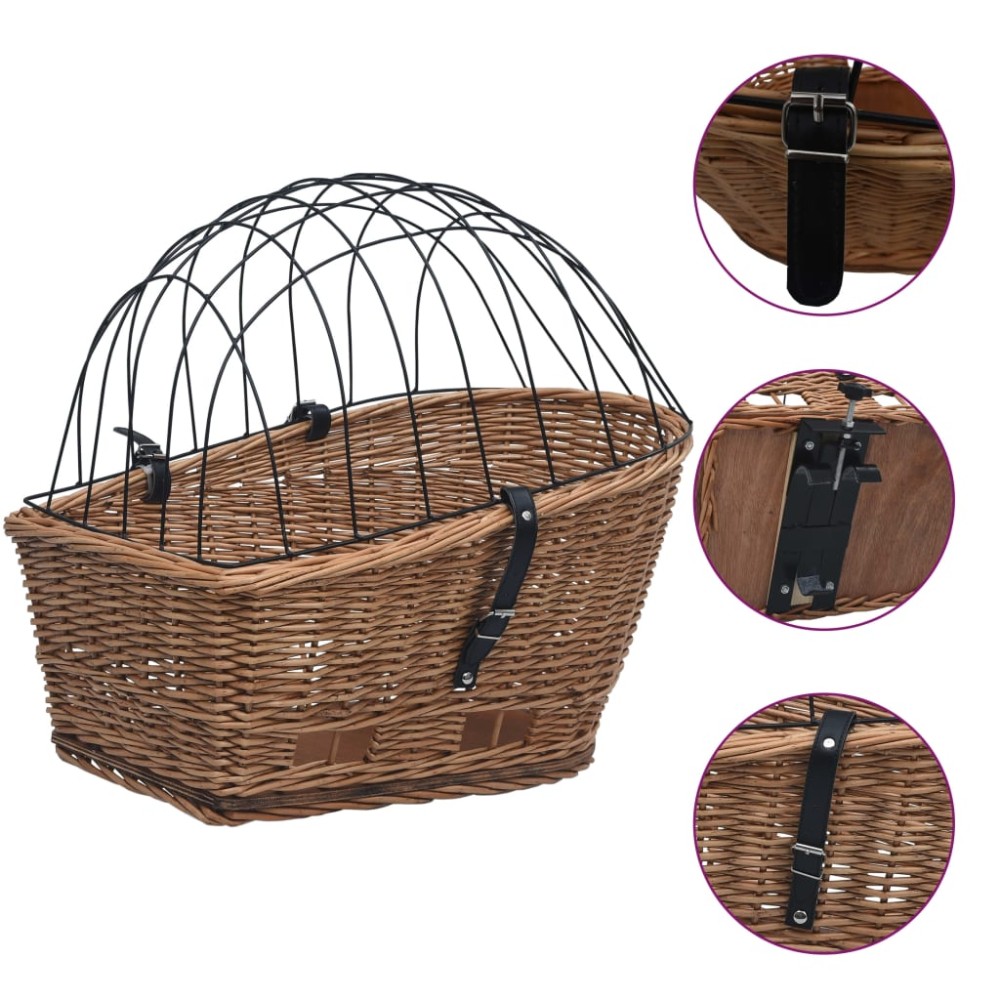vidaXL Coș portbagaj bicicletă cu capac 55x31x36 cm, răchită naturală