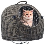 vidaXL Coș transport pentru pisici, gri, 60x45x45 cm, răchită naturală vidaXL Coș transport pentru pisici, gri, 60x45x45 cm, răchită naturală
