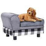 vidaXL Canapea pentru câini, gri, 57x34x36 cm, pluș vidaXL Canapea pentru câini, gri, 57x34x36 cm, pluș