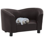 vidaXL Canapea pentru câini, maro, 67x41x39 cm, piele ecologică vidaXL Canapea pentru câini, maro, 67x41x39 cm, piele ecologică