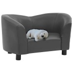 vidaXL Canapea pentru câini, gri, 67 x 41 x 39 cm, piele ecologică vidaXL Canapea pentru câini, gri, 67 x 41 x 39 cm, piele ecologică