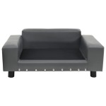 vidaXL Canapea pentru câini, gri, 81x43x31 cm, pluș & piele ecologică vidaXL Canapea pentru câini, gri, 81x43x31 cm, pluș & piele ecologică
