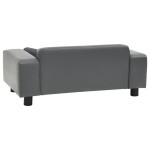 vidaXL Canapea pentru câini, gri, 81x43x31 cm, pluș & piele ecologică vidaXL Canapea pentru câini, gri, 81x43x31 cm, pluș & piele ecologică