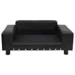 vidaXL Canapea pentru câini, negru, 81x43x31cm, pluș & piele ecologică vidaXL Canapea pentru câini, negru, 81x43x31cm, pluș & piele ecologică