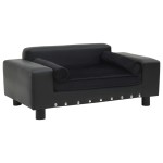 vidaXL Canapea pentru câini, negru, 81x43x31cm, pluș & piele ecologică vidaXL Canapea pentru câini, negru, 81x43x31cm, pluș & piele ecologică