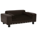 vidaXL Canapea pentru câini, maro, 81x43x31cm, pluș & piele ecologică vidaXL Canapea pentru câini, maro, 81x43x31cm, pluș & piele ecologică