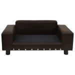 vidaXL Canapea pentru câini, maro, 81x43x31cm, pluș & piele ecologică vidaXL Canapea pentru câini, maro, 81x43x31cm, pluș & piele ecologică