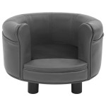 vidaXL Canapea pentru câini, gri, 48x48x32 cm, pluș & piele ecologică