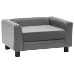 vidaXL Canapea pentru câini, gri, 60x43x30 cm, pluș & piele ecologică vidaXL Canapea pentru câini, gri, 60x43x30 cm, pluș & piele ecologică