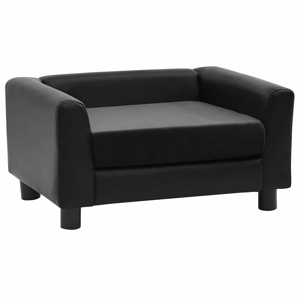 vidaXL Canapea pentru câini, negru, 60x43x30 cm pluș & piele ecologică