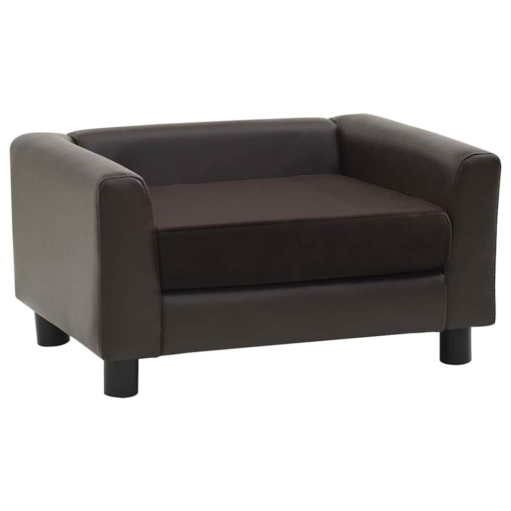 vidaXL Canapea pentru câini, maro, 60x43x30 cm, pluș & piele ecologică