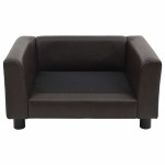 vidaXL Canapea pentru câini, maro, 60x43x30 cm, pluș & piele ecologică vidaXL Canapea pentru câini, maro, 60x43x30 cm, pluș & piele ecologică