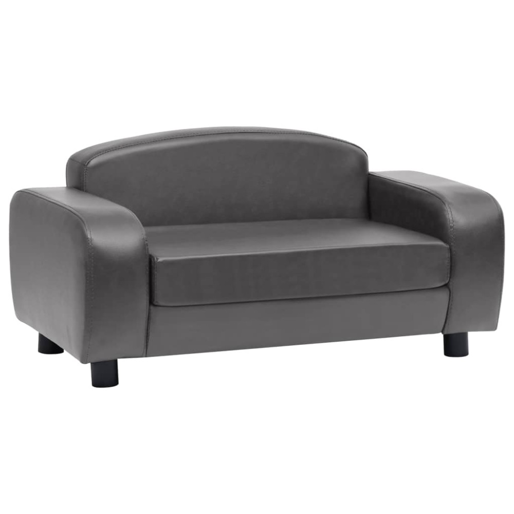vidaXL Canapea pentru câini, gri, 80 x 50 x 40 cm, piele ecologică