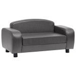 vidaXL Canapea pentru câini, gri, 80 x 50 x 40 cm, piele ecologică vidaXL Canapea pentru câini, gri, 80 x 50 x 40 cm, piele ecologică