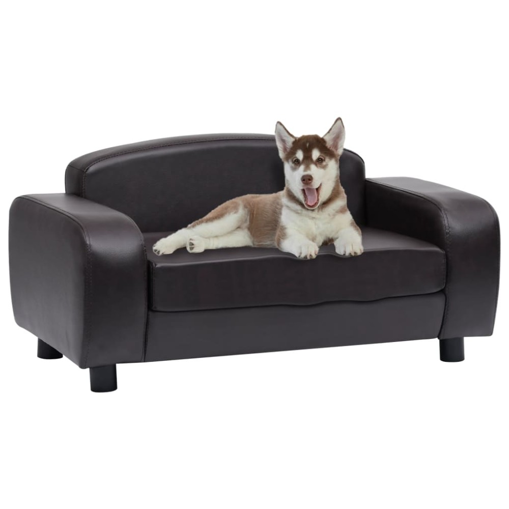 vidaXL Canapea pentru câini, maro, 80 x 50 x 40 cm, piele ecologică