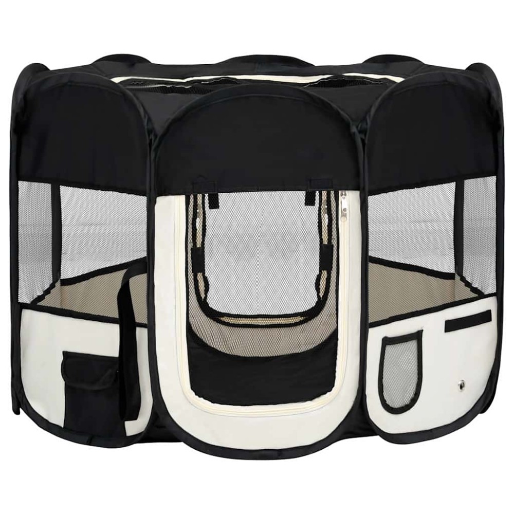 vidaXL Țarc de câini pliabil cu sac de transport, negru, 90x90x58 cm