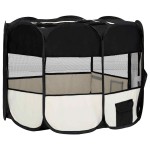 vidaXL Țarc de câini pliabil cu sac de transport, negru, 90x90x58 cm vidaXL Țarc de câini pliabil cu sac de transport, negru, 90x90x58 cm