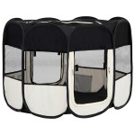vidaXL Țarc de câini pliabil cu sac de transport, negru, 90x90x58 cm vidaXL Țarc de câini pliabil cu sac de transport, negru, 90x90x58 cm
