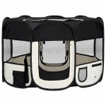 vidaXL Țarc de câini pliabil cu sac de transport, negru, 110x110x58 cm vidaXL Țarc de câini pliabil cu sac de transport, negru, 110x110x58 cm
