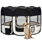 vidaXL Țarc de câini pliabil cu sac de transport, negru, 110x110x58 cm vidaXL Țarc de câini pliabil cu sac de transport, negru, 110x110x58 cm