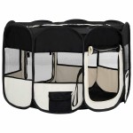 vidaXL Țarc de câini pliabil cu sac de transport, negru, 110x110x58 cm vidaXL Țarc de câini pliabil cu sac de transport, negru, 110x110x58 cm