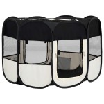 vidaXL Țarc de câini pliabil cu sac de transport, negru, 110x110x58 cm vidaXL Țarc de câini pliabil cu sac de transport, negru, 110x110x58 cm