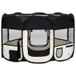 vidaXL Țarc de câini pliabil cu sac de transport, negru, 125x125x61 cm vidaXL Țarc de câini pliabil cu sac de transport, negru, 125x125x61 cm
