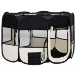 vidaXL Țarc de câini pliabil cu sac de transport, negru, 125x125x61 cm vidaXL Țarc de câini pliabil cu sac de transport, negru, 125x125x61 cm