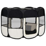 vidaXL Țarc de câini pliabil cu sac de transport, negru, 125x125x61 cm vidaXL Țarc de câini pliabil cu sac de transport, negru, 125x125x61 cm