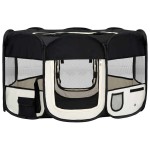 vidaXL Țarc de câini pliabil cu sac de transport, negru, 145x145x61 cm vidaXL Țarc de câini pliabil cu sac de transport, negru, 145x145x61 cm