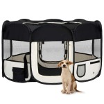 vidaXL Țarc de câini pliabil cu sac de transport, negru, 145x145x61 cm vidaXL Țarc de câini pliabil cu sac de transport, negru, 145x145x61 cm