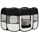 vidaXL Țarc de câini pliabil cu sac de transport, negru, 145x145x61 cm vidaXL Țarc de câini pliabil cu sac de transport, negru, 145x145x61 cm