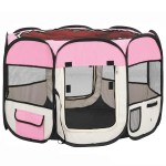 vidaXL Țarc joacă pliabil câini cu sac de transport roz 90x90x58 cm vidaXL Țarc joacă pliabil câini cu sac de transport roz 90x90x58 cm