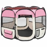 vidaXL Țarc joacă pliabil câini cu sac de transport roz 90x90x58 cm vidaXL Țarc joacă pliabil câini cu sac de transport roz 90x90x58 cm