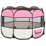 vidaXL Țarc joacă pliabil câini cu sac de transport roz 90x90x58 cm vidaXL Țarc joacă pliabil câini cu sac de transport roz 90x90x58 cm