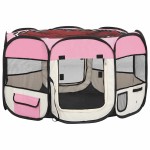 vidaXL Țarc joacă pliabil câini cu sac de transport roz 110x110x58 cm vidaXL Țarc joacă pliabil câini cu sac de transport roz 110x110x58 cm