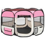 vidaXL Țarc joacă pliabil câini cu sac de transport roz 110x110x58 cm vidaXL Țarc joacă pliabil câini cu sac de transport roz 110x110x58 cm