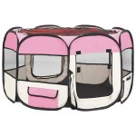 vidaXL Țarc joacă pliabil câini cu sac de transport roz 110x110x58 cm vidaXL Țarc joacă pliabil câini cu sac de transport roz 110x110x58 cm