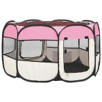 vidaXL Țarc joacă pliabil câini cu sac de transport roz 110x110x58 cm vidaXL Țarc joacă pliabil câini cu sac de transport roz 110x110x58 cm