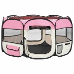 vidaXL Țarc joacă pliabil câini cu sac de transport roz 125x125x61 cm vidaXL Țarc joacă pliabil câini cu sac de transport roz 125x125x61 cm