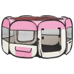 vidaXL Țarc joacă pliabil câini cu sac de transport roz 125x125x61 cm vidaXL Țarc joacă pliabil câini cu sac de transport roz 125x125x61 cm