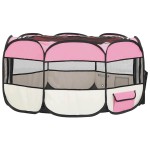 vidaXL Țarc de câini pliabil cu sac de transport, roz, 145x145x61 cm vidaXL Țarc de câini pliabil cu sac de transport, roz, 145x145x61 cm