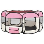 vidaXL Țarc de câini pliabil cu sac de transport, roz, 145x145x61 cm vidaXL Țarc de câini pliabil cu sac de transport, roz, 145x145x61 cm
