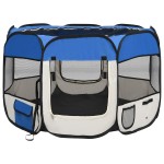 vidaXL Țarc joacă pliabil câini cu sac transport albastru 90x90x58 cm vidaXL Țarc joacă pliabil câini cu sac transport albastru 90x90x58 cm