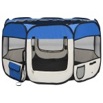 vidaXL Țarc joacă pliabil câini cu sac de transport albastru 110x110x58 cm