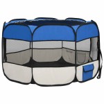 vidaXL Țarc joacă pliabil câini cu sac de transport albastru 110x110x58 cm