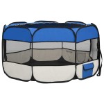 vidaXL Țarc câini pliabil cu sac de transport, albastru, 125x125x61 cm